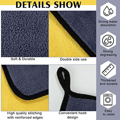 Nuenen 20 Pcs Microfiber Car Drying Towels Microfiber Cleaning Cloth 800 GSM Thick Plush Cleaning Dusting Cloth Auto Detailing Absorbent Towels Rags for Car Household Kitchen Window(Grey and Yellow) - color: Grey and Yellow