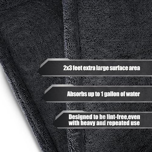 24"x36" Car Drying Towel, 1400GSM Microfiber Towel for Cars, Twisted-Loop Drying Towel Car Detailing, Double Sided Super Absorbent, No Water Spots, Label-Free Design Car Towel