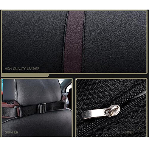 Car Seat Neck Pillow Headrest Head Support Pillow Cushion Pad Soft Memory Foam PU Soft Leather Comfortable with Adjustable Strap - color: Brown