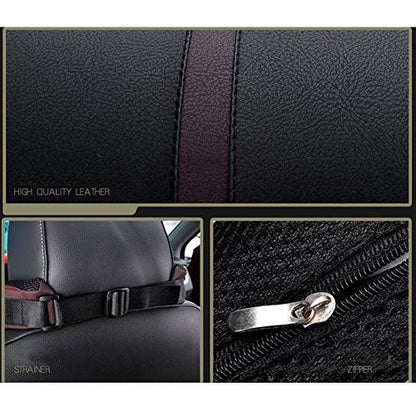 Car Seat Neck Pillow Headrest Head Support Pillow Cushion Pad Soft Memory Foam PU Soft Leather Comfortable with Adjustable Strap - color: Brown