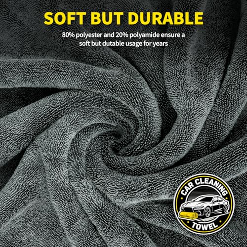 2-Pack Car Drying Towel 24"x40" - 10"x12" Detailing Pros & Home Users - 1300 GSM Microfiber Towels Absorbs Over 11lbs of Water Leaves No Streaks, Spots or Scratches Dries an Entire Vehicle