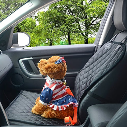 Pet Dog Seat Cover for Car Waterproof Washable Pet Dog Mat Booster Seat Cover Car Pet Dog Protector Cover with 1 Pcs Pet Seat Safety Belt for Dogs SUV Cars Trucks (Black) - color: black