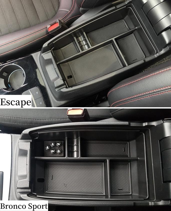 Center Console Organizer Compatible with Bronco Sport 2021-2026 Ford Escape 2020-2026 Storage Tray ABS Insert Organizer Glove Pallet Storage Console Separation