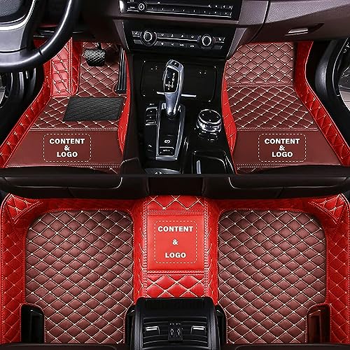 Custom Personalized Floor Mats for Cars，Luxury Full Coverage All Car Floor Mats，Anti-Slip Leather Car Mat Set ，Custom Floor Mats for 97% of Cars, Trucks & SUVs (Brown with Red) - color: Brown with Red