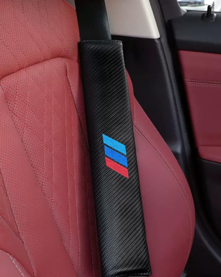 2PCS Car Seat Belt Cover for BMW, Carbon Fiber Seatbelt Shoulder Protection, Soft Car Seat Belt Strap Cushion Protect Your Neck and Shoulder, Car Accessories Seat Belt Pad for Car Truck (Black) - color: QCHJ-002
