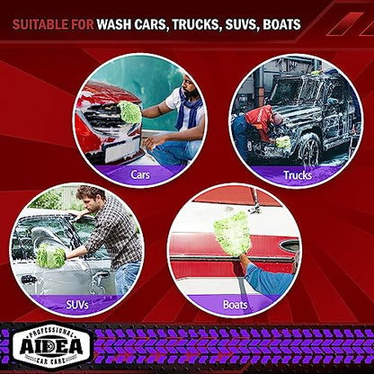 AIDEA Car Wash Mitt Microfiber, 1PK-Scratch-Free& Lint-Free, Premium Chenille Microfiber Mitt Car Wash Brush-Green Regular Size (7.12''X10.14'') - color: Green, size: 1PK