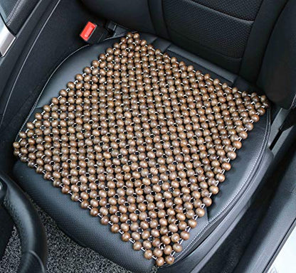 Natural Wood Beaded Seat Cover Pad Mat Comfy Cool Summer Massage Seat Cushion (Square) Medium Size for Car, Sedan,SUV Office Chair - size: All-Purpose Standard (16.54" Square)