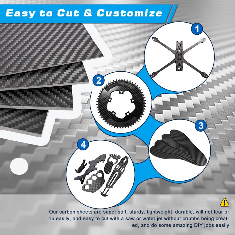 Carbon Fiber Sheet 500X500X5MM 3K Carbon Fiber Laminate for CNC RC Drone Automotive (Twill Weave Matte Finish, 500 * 500 * 5mm) - color: Twill Weave Matte Finish, size: 500*500*5mm