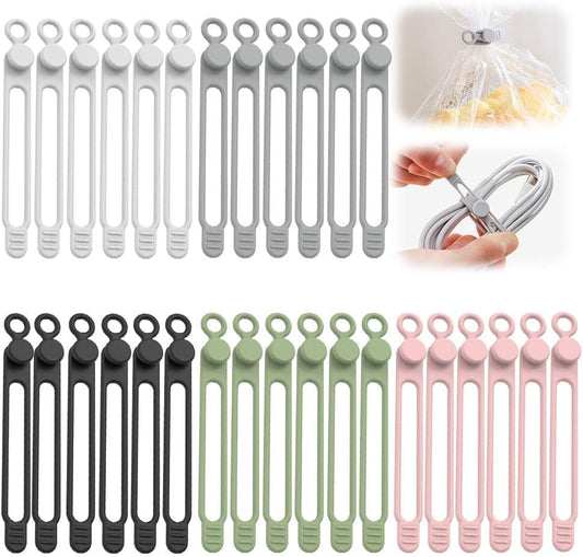 30Pcs Silicone Cable Ties, 2026 New Data Cable Organizer, Silicone Cable Ties Cable Management Organizer, Cable Management for Fastening Charger Home Office Desk Kitchen Appliances Cords Wires (30) - color: 30pcs