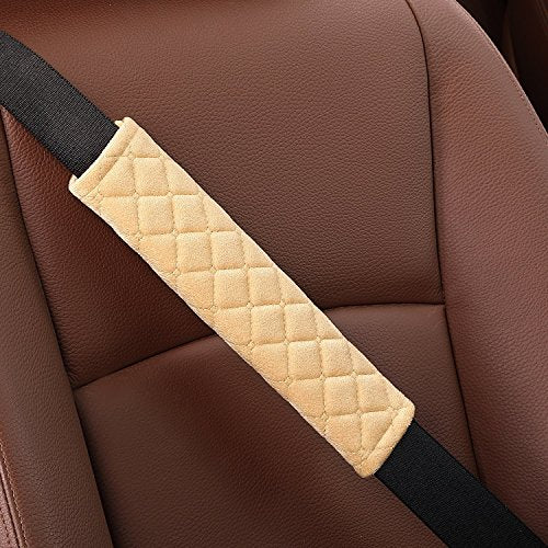 4 Pack Universal Car Seat Belt Pads, Adult Seat Belt Shoulder Strap Covers Harness Pad for Car/Bag,Soft Comfort Helps Protect You Neck Shoulder from The Seat Belt Rubbing (4pack-Beige) - color: beige