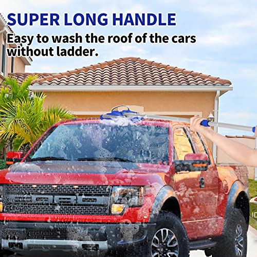 Wontolf 62'' Car Wash Brush Kit with Long Handle, Chenille Microfiber Car Wash Mop Mitt Scratch-Free Car Detailing Cleaning Brush Care Kit Car Cleaning Supplies for Cars RV Truck Boat - color: Blue-7pcs
