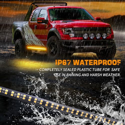 XRIDONSEN 2PCS 60 inch Amber Strobe Lights Strip 720 LED Running Board Lights Flashing Warning Hazard Safety Side Step Flexible Emergency Lights for Tow/Plow Trucks Construction Vehicles Pickup SUV - color: Amber
