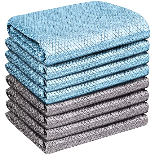 Airlab Streak Free Miracle Cleaning Cloths Easy Clean Nanoscale, Pack of 8, 12'' x 16'', Microfiber Polishing Windows Glass Lint Free Rags Stainless Steel Car Kitchen Reusable - color: Blue & Grey, Pack of 8