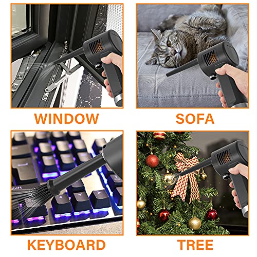 DOROBEEN Compressed Air Duster, Cordless Portable Rechargeable Compressed air, 33000 RPM Electric Air Duster for Computer Keyboard Electronics Cleaning, Built-in Battery Electronic Blower (Black)