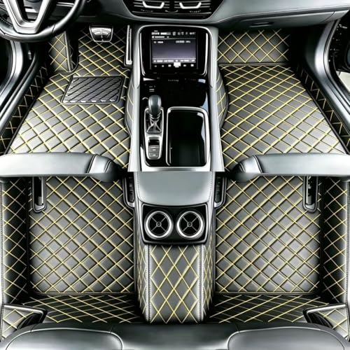 Customize Floor mats for car fit 99% Sedans SUV Sports,Custom Automotive Floor mat Fit Truck, All Weather Men Women Car Protection Pads Non-Slip auto Floor Liners (Black Yellow), RH2206UPR - color: Black yellow