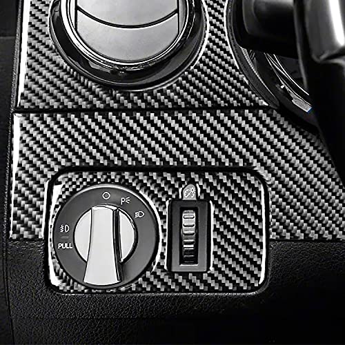 Real Carbon Fiber Car Instrument Cluster Panel Central Console Cover Trim Stickers Compatible with Ford Mustang GT Shelby 2005 2006 2007 2008 2009 6PCS - color: Console Kit-black
