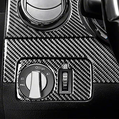 Real Carbon Fiber Car Instrument Cluster Panel Central Console Cover Trim Stickers Compatible with Ford Mustang GT Shelby 2005 2006 2007 2008 2009 6PCS - color: Console Kit-black