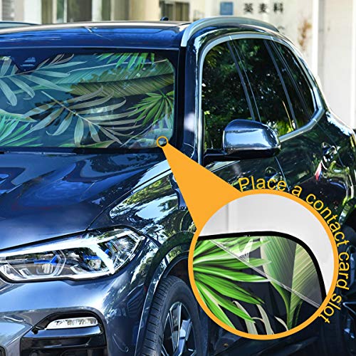 Tropical Palm Leaves Front Car Windshield Sunshade Foldable Reflective Sun Shade Blocks UV Rays - color: Palm Leaves