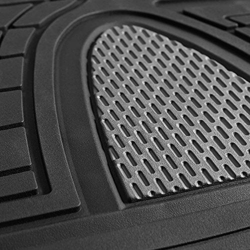 FH Group Premium Liners Tall Channel Trimmable All Weather Rubber Full Set Car Floor Mats (Gray) w. Trimmable All-Season Cargo Liner (Black) - Universal Fit for Cars Trucks and SUVs - color: Gray, style: With Cargo Mats