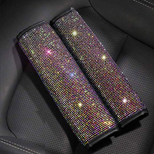 2 Pcs Auto Seat Belt Shoulder Pads, Bling Bling Crystal Rhinestones Seat Belt Cover for Womens, Crystal Car Decoration Accessories (Colorful - 2 Pcs Seat Belt Cover) - color: Colorful - 2 Pcs Seat Belt Cover