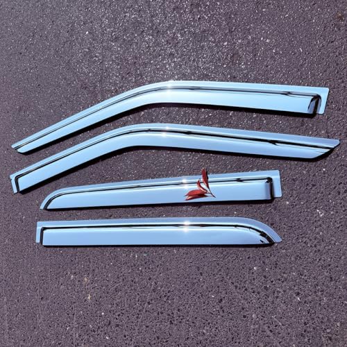 Chrome Side Window Visors Vent Deflector for 2013-2019 Ford Escape,4pcs Car Accessories Outside Mount Tape-On Chrome Nice Sun Rain Guards Set 94383Y - size: 2013-2019 Ford Escape(Chrome)