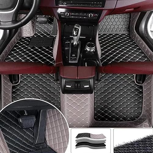 Custom Luxury Leather Car Floor Mats Upgrade Your Car's Interior All-Weather Protection for Cars, SUVs, Trucks Compatible with Automotive Mats (Grey+Black Beige) - color: Grey+Black beige