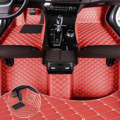 Car Floor Mats Fit for Nissan Kicks 2022-2025 All Weather Durability Leather Car Floor Mats, Skidproof Pedal, Waterproof, Wear-reistant(Red Beige) - color: Red Beige