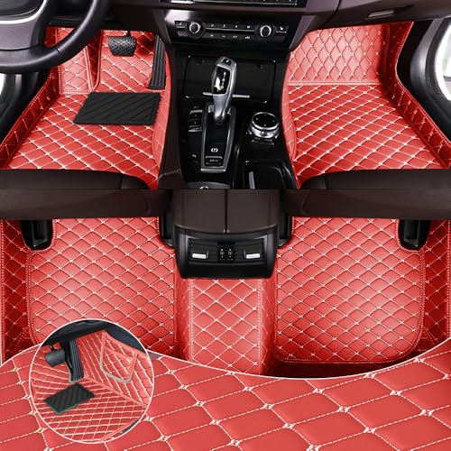 Car Floor Mats Fit for Nissan Kicks 2022-2025 All Weather Durability Leather Car Floor Mats, Skidproof Pedal, Waterproof, Wear-reistant(Red Beige) - color: Red Beige