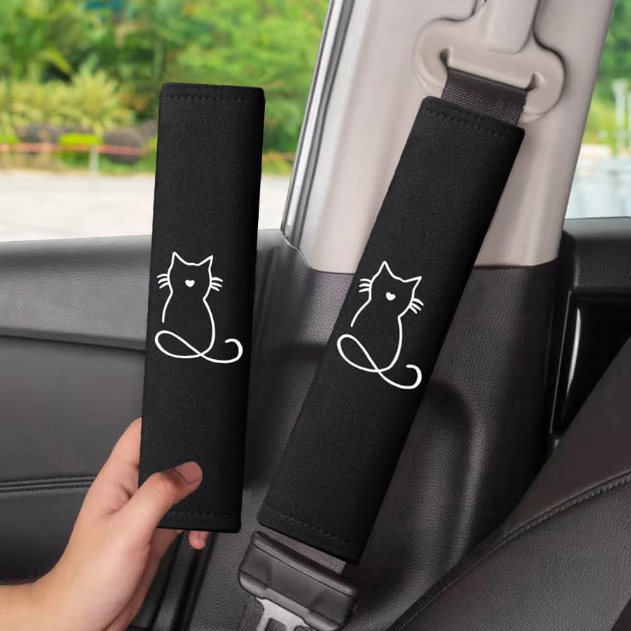 2pack Soft Seat Belt Cover Cute Print Seatbelt Pads for a More Comfortable Driving Compatible with Cars and Backpack (Pink Heart) - color: Pink heart