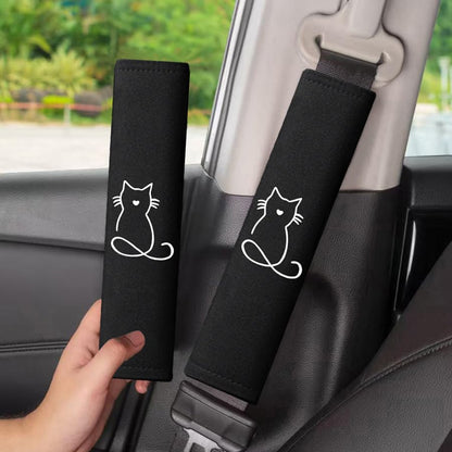 2pack Soft Seat Belt Cover Cute Print Seatbelt Pads for a More Comfortable Driving Compatible with Cars and Backpack (Pink Heart) - color: Pink heart