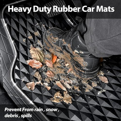 CAR PASS Bling Diamond Black Rubber Car Mats, Heavy Duty Deep Dish All-Weather Floor Mat Anti-Slip 3D Rhombus Waterproof Trim to Fit Liner Universal Glitter Sparkly Shining Rhinestone, 3 Pcs Silver - color: Silver Diamond