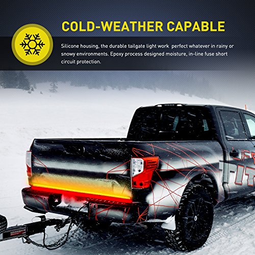 Nilight TR-03 60" Triple 504 LEDs Truck Tailgate Side Bed Light Bar Strip Sequential Amber Brake Running Turn Signal Red/White Reverse - color: 60" Tailgate Light Strip Red/White/Amber 504 LEDs