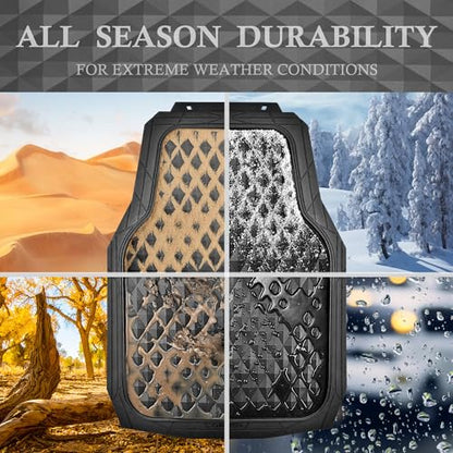 CAR PASS 3 Row Heavy Duty Rubber Car Mats, Deep-Dish All-Weather for 7 Seats 8 Seater 2nd & 3rd Floor Mats Waterproof Universal Trim Fit Liner Van,SUV,7 Passengers Vehicle,Automotive 3D Rhombus Black - color: black 3 row