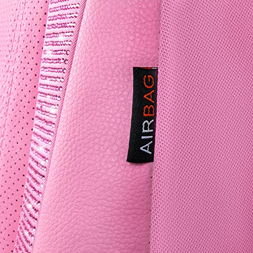 CAR PASS Bling Diamond Car Seat Covers Full Set, Shining Rhinestone Waterproof Faux Leather, Rear with Zipper, Universal Fit Automotive Glitter Crystal Sparkle Strips for Cute Women Girl, Pink - color: Pink Leather, size: Full Set