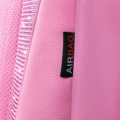 CAR PASS Bling Diamond Car Seat Covers Full Set, Shining Rhinestone Waterproof Faux Leather, Rear with Zipper, Universal Fit Automotive Glitter Crystal Sparkle Strips for Cute Women Girl, Pink - color: Pink Leather, size: Full Set