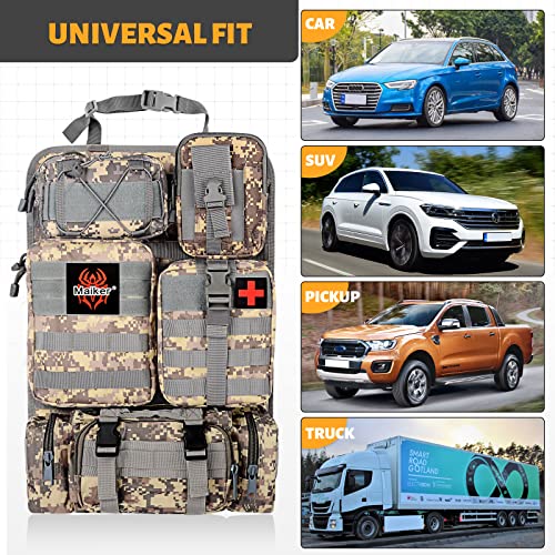MAIKER Tactical Car Seat Back Organizer, Upgrade Tactical Vehicle Panel Organizer with 5 Detachable Molle Pouch, Universal fits for Most of Vehicle - color: Acu