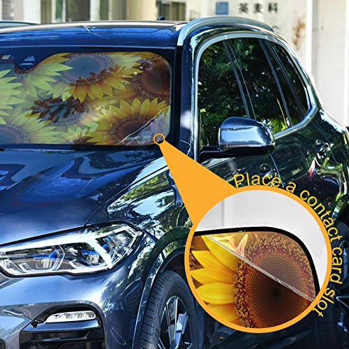 Yellow Sunflowers Car Windshield Sunshade Foldable Reflective Summer Sun Shade Blocks UV Rays - color: Flower 2