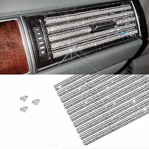 10 Pieces Bling Diamond Car Air Conditioner Vent Trim Decoration Strips Accessories, Waterproof Flexible Shiny Auto Car Interior Accessories for All Air Vent Outlet for Women… - color: C-Silver Diamond