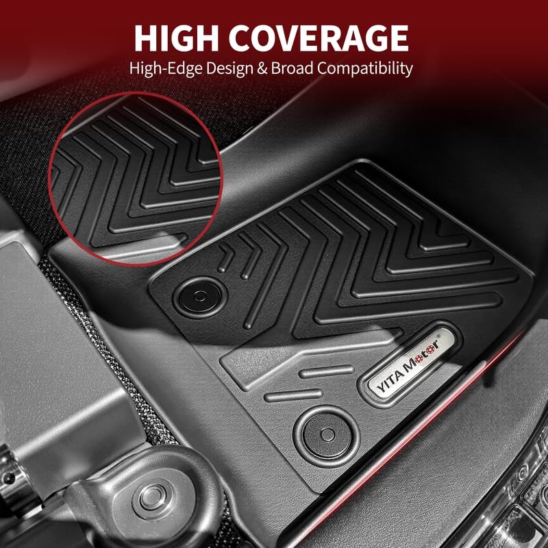YITAMOTOR Floor Mats for Jeep Wrangler JK Unlimited 4 Doors 2014-2018 (Not for JL or 2-Door), All Weather Custom Fit Floor Liners 1st & 2nd Row Protection, Heavy Duty Car Mats Black - style: 2014-2018 Wrangler JK 1st & 2nd Row