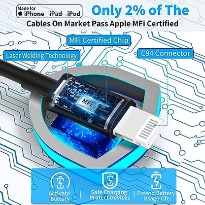 [Apple MFi Certified] iPhone Car Charger Fast Charging, Braveridge 4.8A USB Power Cigarette Lighter Car Carplay Charger Adapter with 6FT Coiled Lightning Cable for iPhone 14 13 12 11 XS XR X 8 SE iPad - size: 6FT