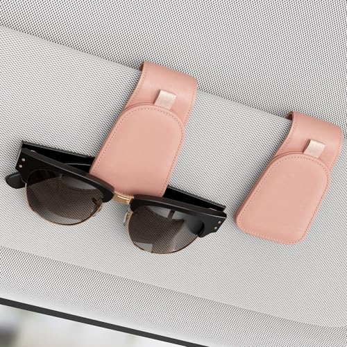 Sotfamily Sunglass Holder for Car Visor, Suede Cloth Magnetic Sunglass Organizer for Car Accessories, 2 Packs, Pink - color: Pink