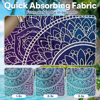 2 Pack Car Seat Towel Covers, Sweat-Proof Microfiber Seat Protectors for Gym, Running, Beach & Workout, Breathable Quick-Dry, Machine Washable, Gradient Mandala Print, Universal Fit - color: Gradient Mandala