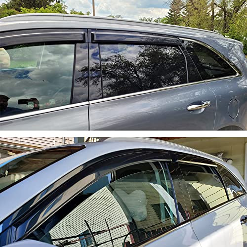 Original Side Window Wind Deflector, 4pcs Out-Channel Tape-On Nice Rain Guards Set, Window Visor fit for 2011-2015 Kia Sorento 94187 - size: 2011-2015 Kia Sorento