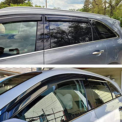 Original Side Window Wind Deflector, 4pcs Out-Channel Tape-On Nice Rain Guards Set, Window Visor fit for 2011-2015 Kia Sorento 94187 - size: 2011-2015 Kia Sorento