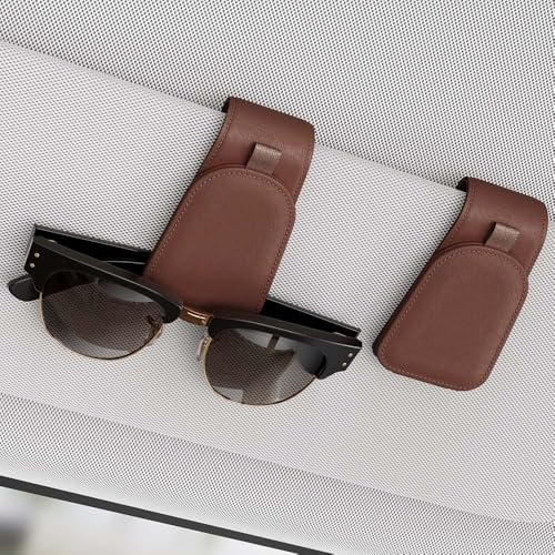 Sotfamily Sunglass Holder for Car Visor, Suede Cloth Magnetic Sunglass Organizer for Car Accessories, 2 Packs, Brown - color: Brown