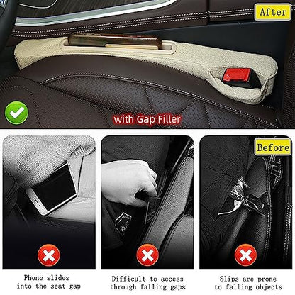 2 Pack Car Seat Gap Filler Organizer for Driver Side and Passenger Side Auto Center Console Side Filler Filler for Car Front Seat (Beige 2 pcs) - color: Beige -2 pcs