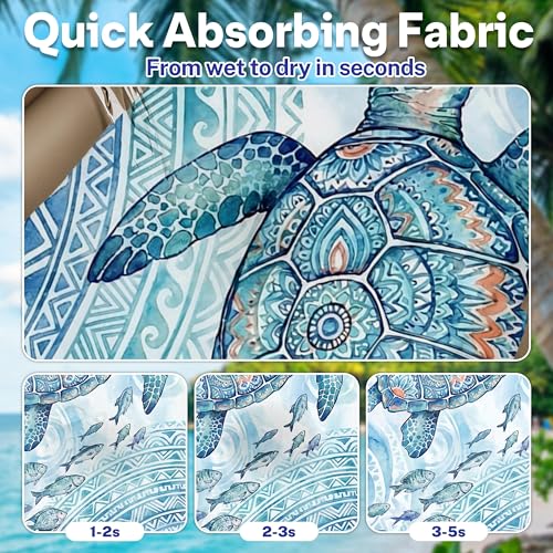 2 Pack Car Seat Towel Covers, Sweat-Proof Microfiber Seat Protectors for Gym, Running, Beach & Workout, Breathable Quick-Dry, Machine Washable, Ink-Style Sea Turtle Print, Universal Fit - color: Ink-style Sea Turtle