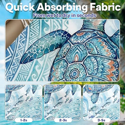 2 Pack Car Seat Towel Covers, Sweat-Proof Microfiber Seat Protectors for Gym, Running, Beach & Workout, Breathable Quick-Dry, Machine Washable, Ink-Style Sea Turtle Print, Universal Fit - color: Ink-style Sea Turtle