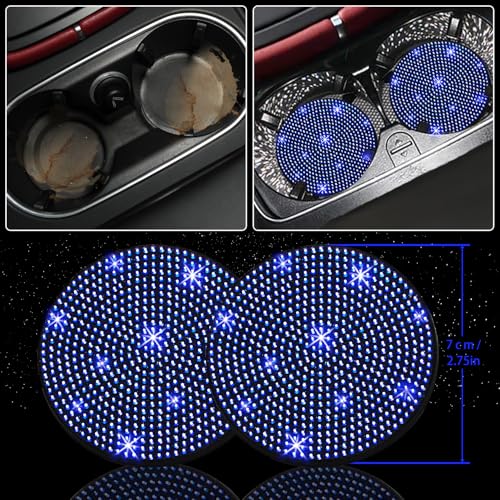NBTEPEM 27 PCs Blue Bling Car Accessories Set for Women, Steering Wheel Covers Universal Fit 15 Inch, Bling License Plate Frame, Bling Phone Holder, Bling Car Coasters (Blue Diamond) - color: Blue Diamond