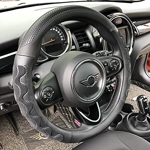 PINCTROT Steering Wheel Cover Great Grip with 3D Honeycomb Anti-Slip Design, Universal 14.5-15 Inch (All Black) - color: 3.Black (All Black), size: Medium(Standard) Size[14 1/2''-15'']